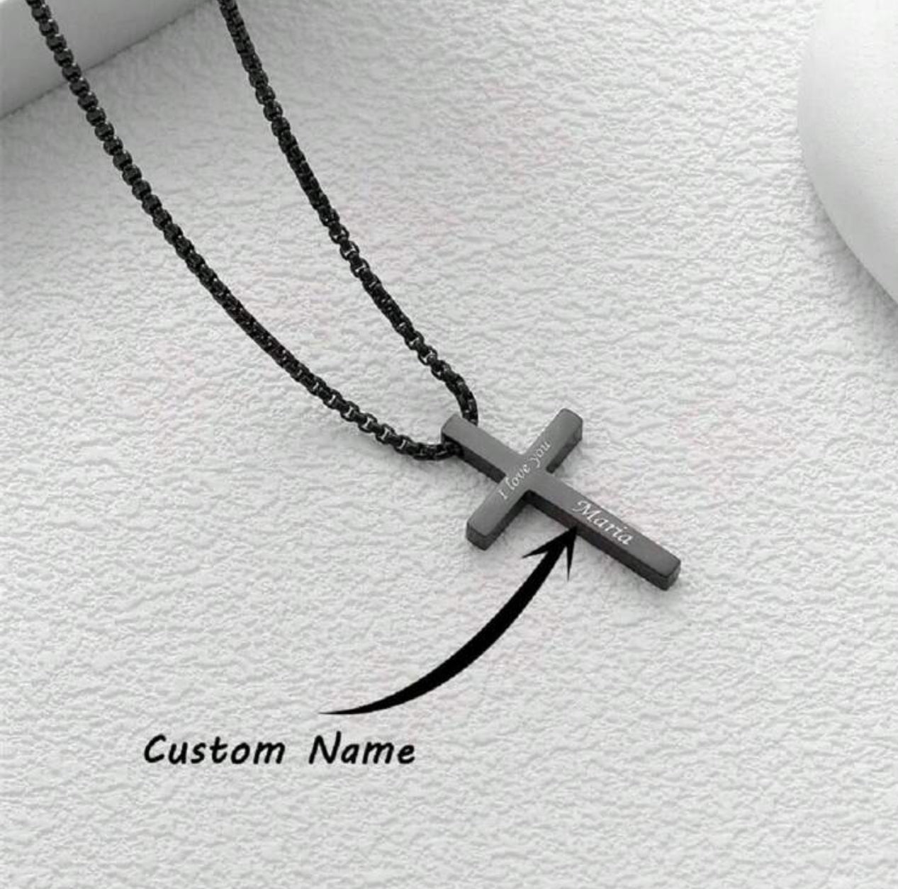 Collier personnalisé classique Personnalité Gravure Texte Acier inoxydable Pendentif Croix