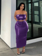 Ensemble 2 pièces cuir PU femme ronde Apoutchou