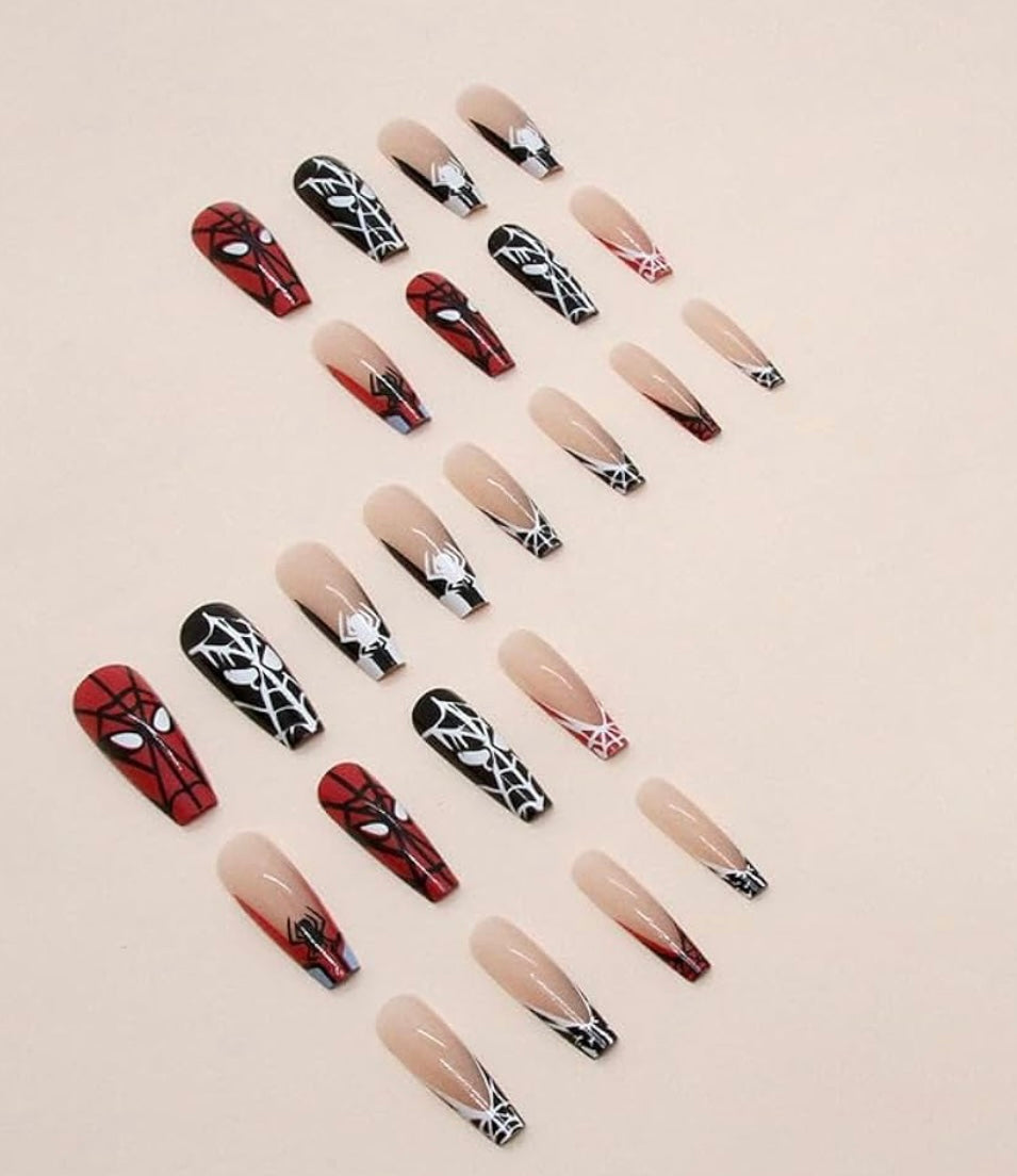 Spider-man fake nails