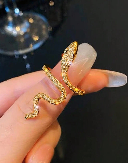 Bague décorée de strass en forme de serpent, 1 pièce, adaptée au port quotidien des femmes