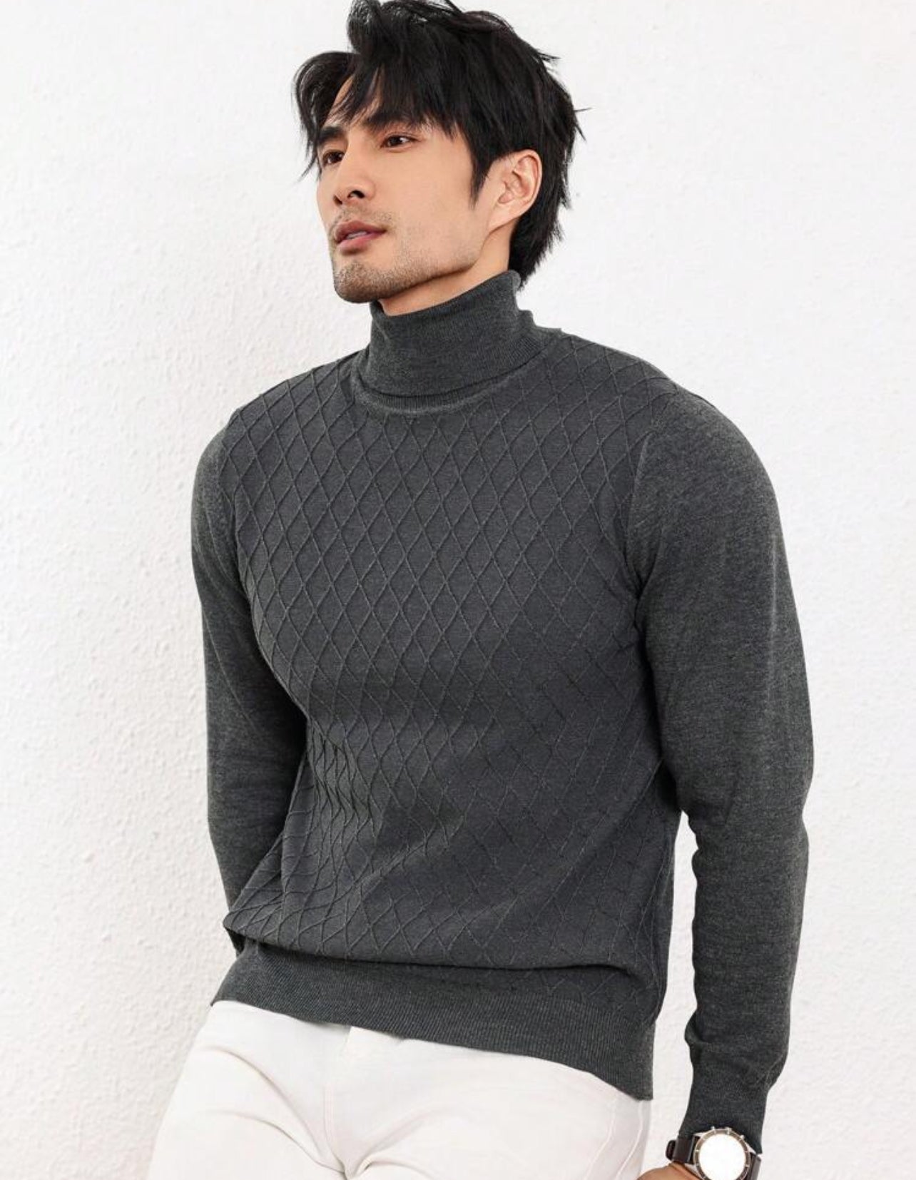 Manfinity Mode Men's Crew Neck Long Sleeve Solid Color Simple Casual Fashionable Sweater