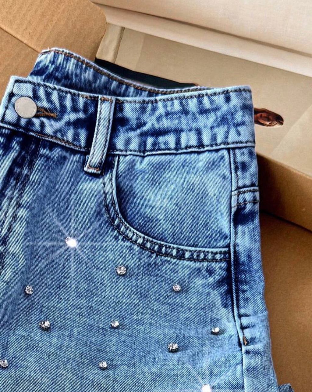Jean Large Femme à Strass – Coupe Wide Leg