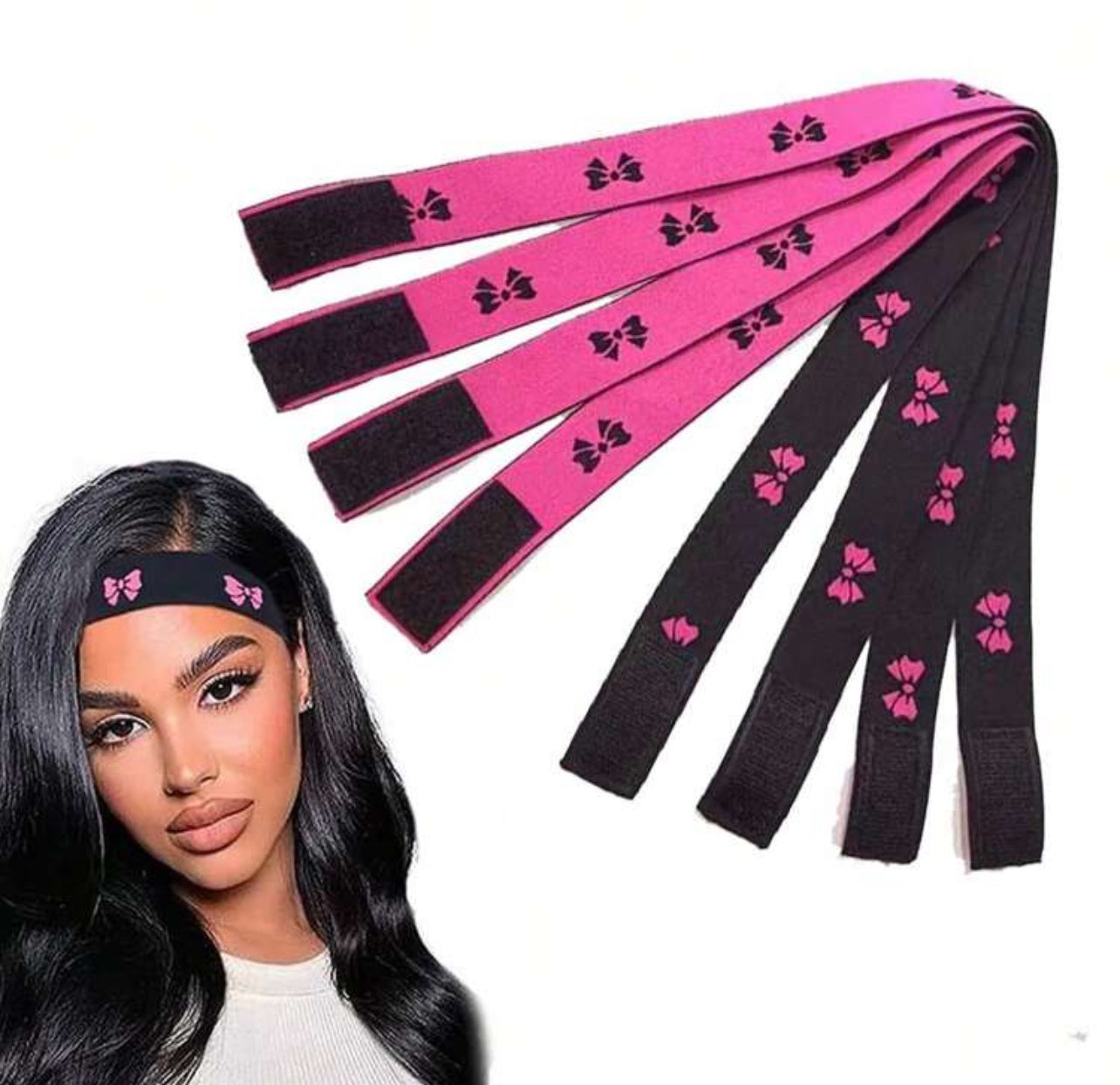 Lot de 4 bonnets de perruque HD pour perruque Lace Front avec 2 bandes de perruque, et 3 pièces de brosse à cheveux rose clair