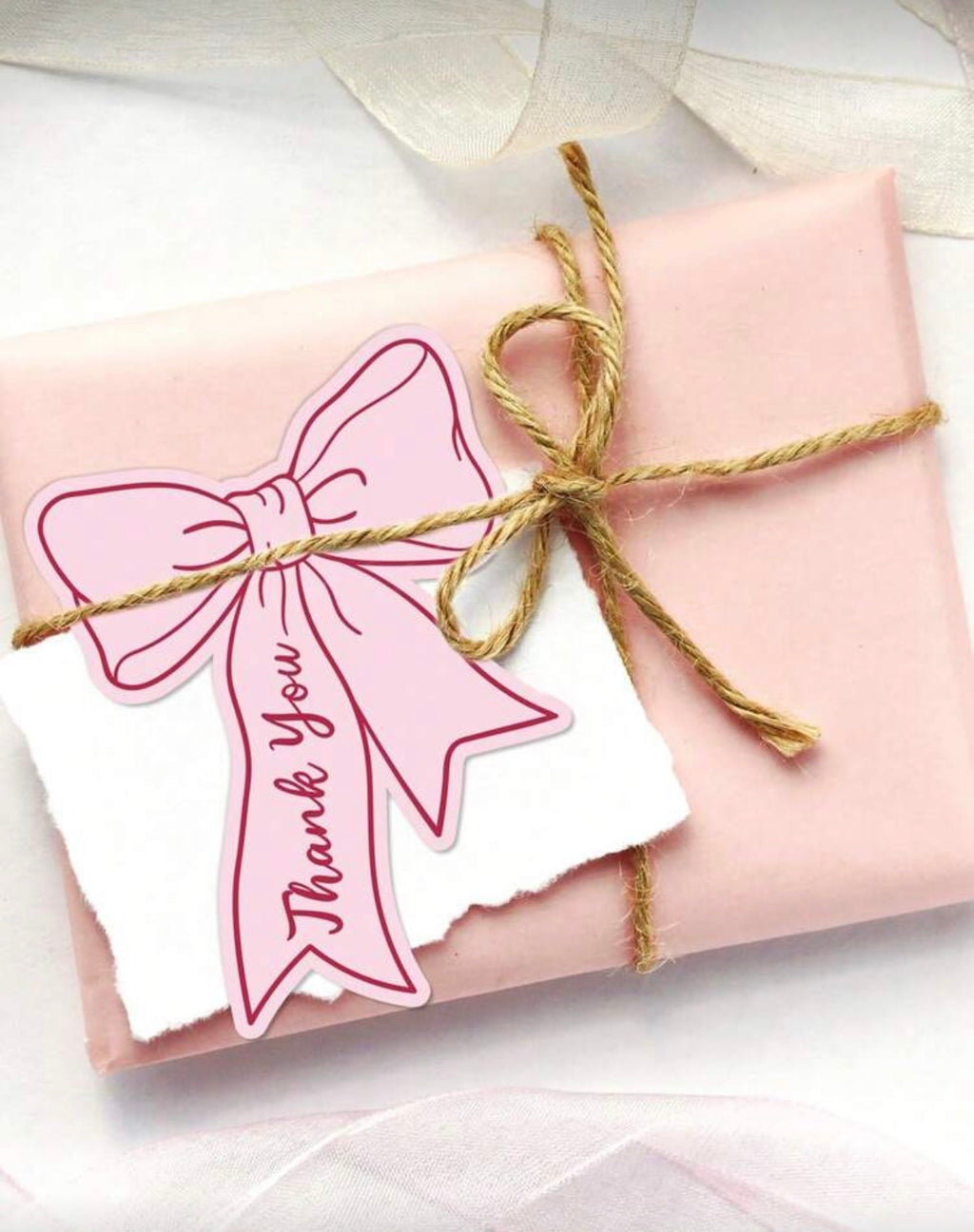 Cartes de Remerciement "Nœud Élégant" – Étiquettes Cadeaux avec Message