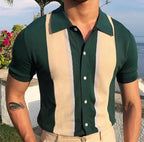 T-shirt boutonné décontracté couleurs contrastées