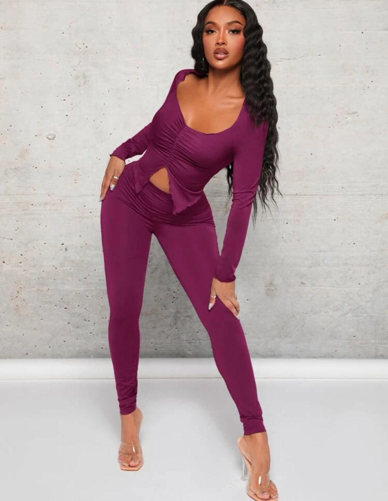 Ensemble Legging & Top à encolure de cœur fendu