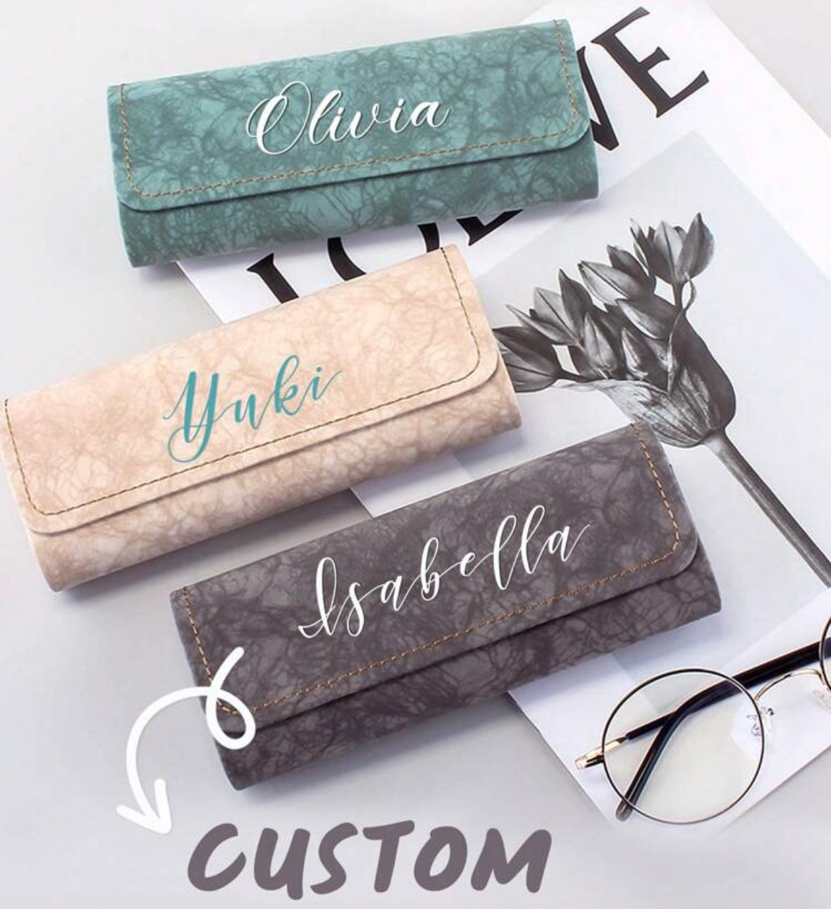 Étui à Lunettes Personnalisé en Cuir PU