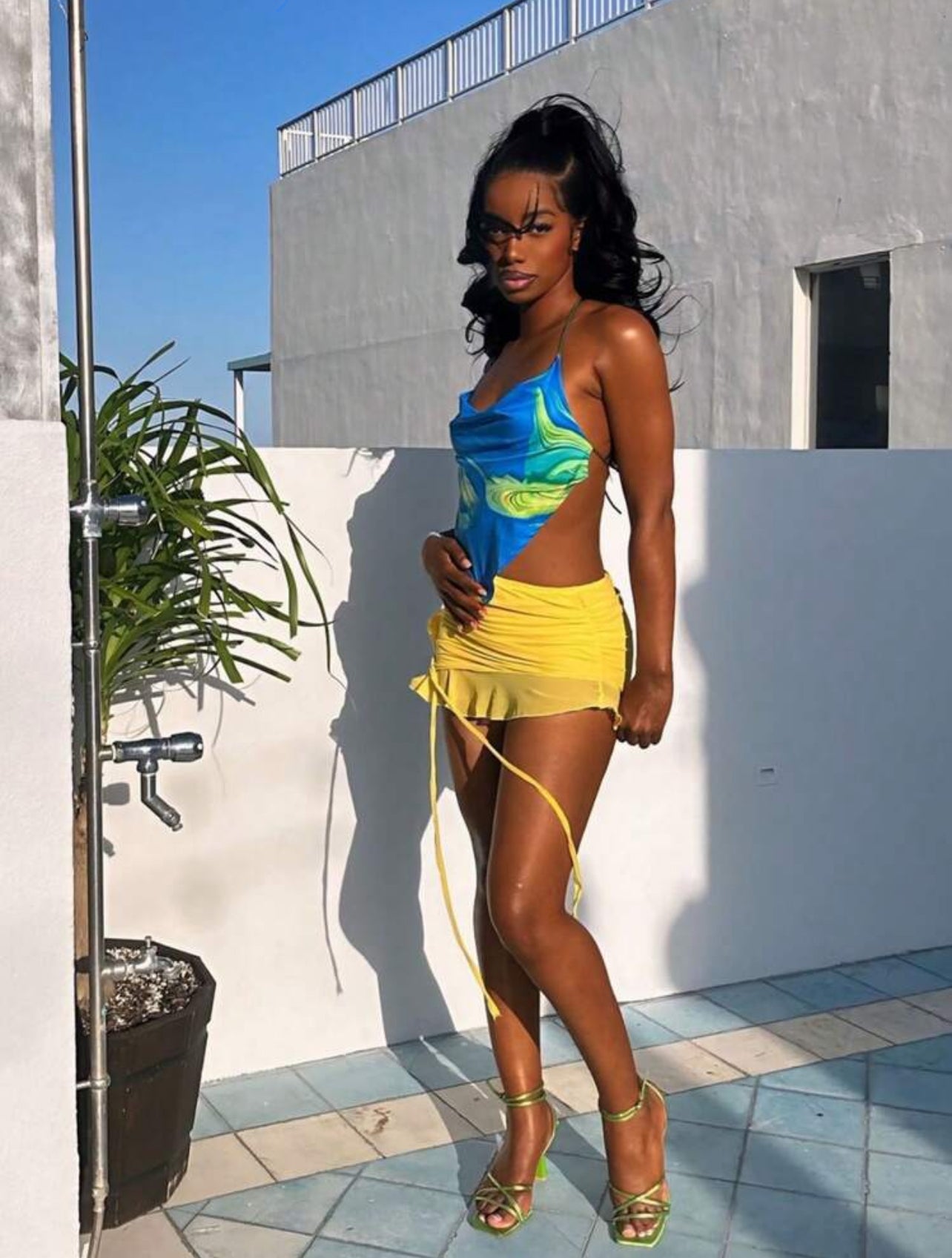 Sandales à Talons Vertes avec Lanières - Originalité et Style