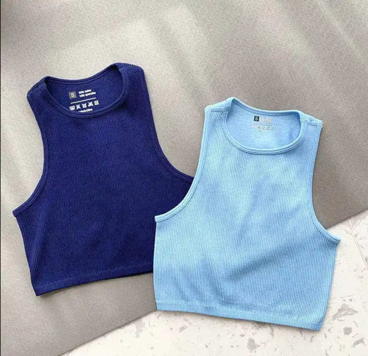 Crop Tops Côtelés en Tricot