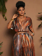 Ensemble Palazzo "Aura Terreuse" – Imprimé Abstrait & Coupe Fluides