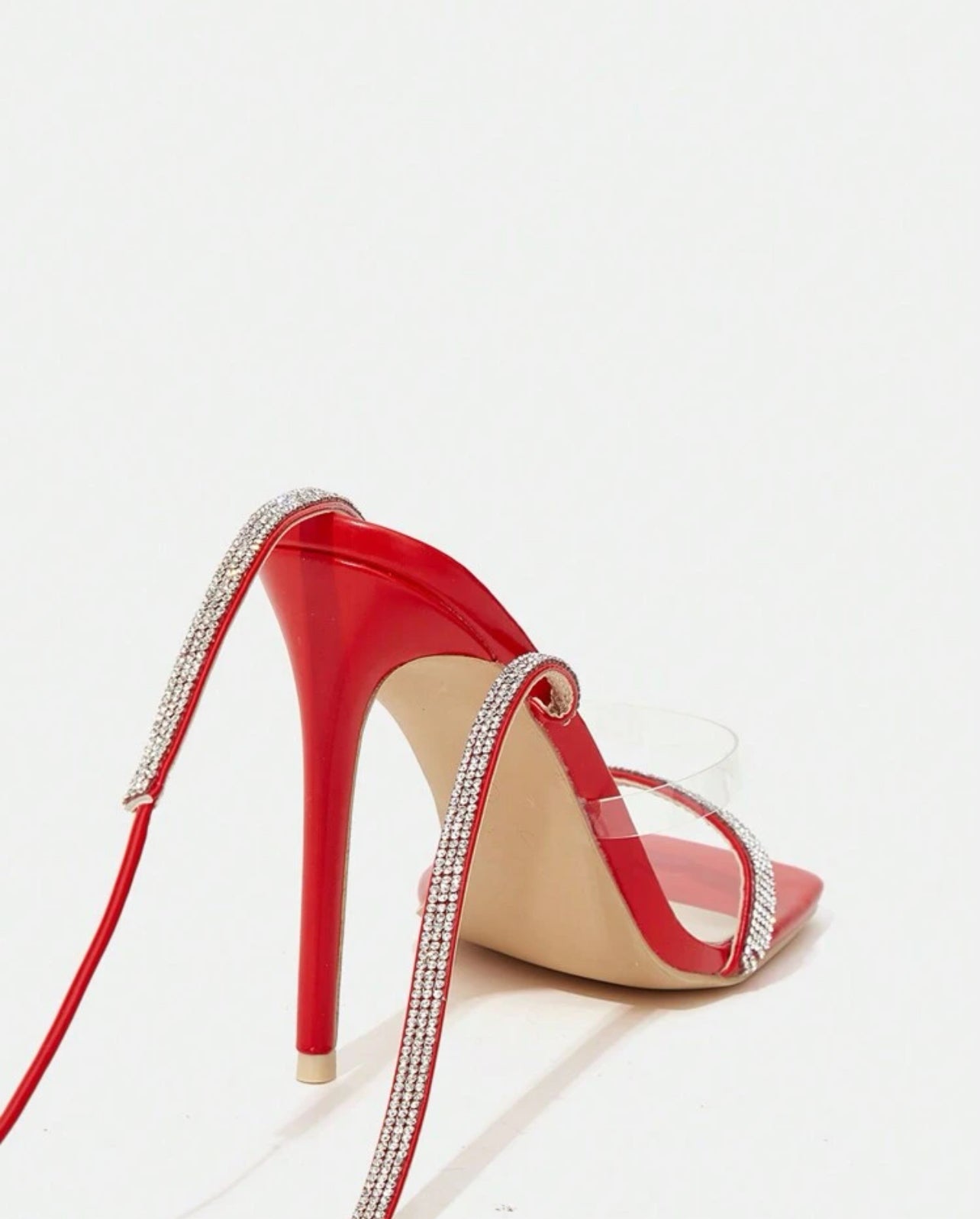 Sandales Femme À Strass Décoré À Lacets À Talon Haut