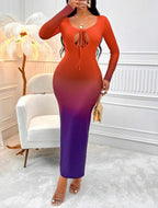 Robe Moulante Dégradé À Nœud