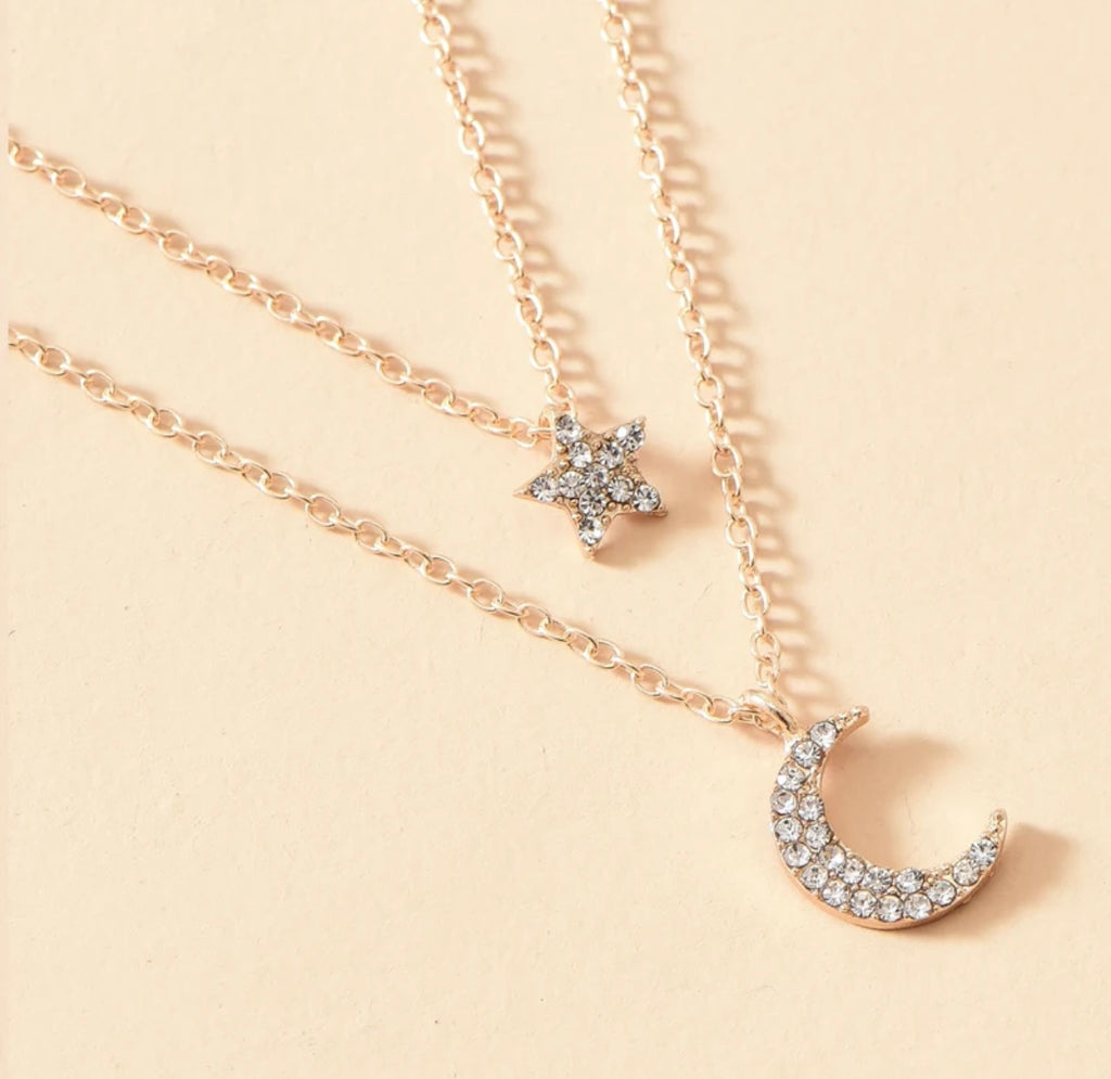 Collier 2-en-1 Étoile et Lune