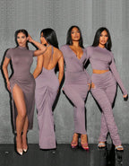 Ensemble De 2 Pièces Taille Très Ajusté Et Hautement Élastique Avec Fente Haute