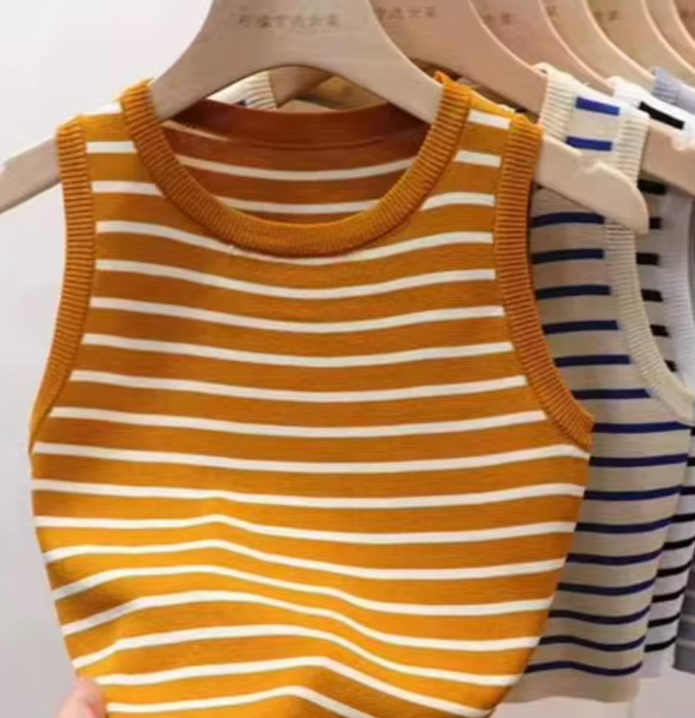 Débardeur côtelé rayé