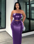 Ensemble 2 pièces cuir PU femme ronde Apoutchou