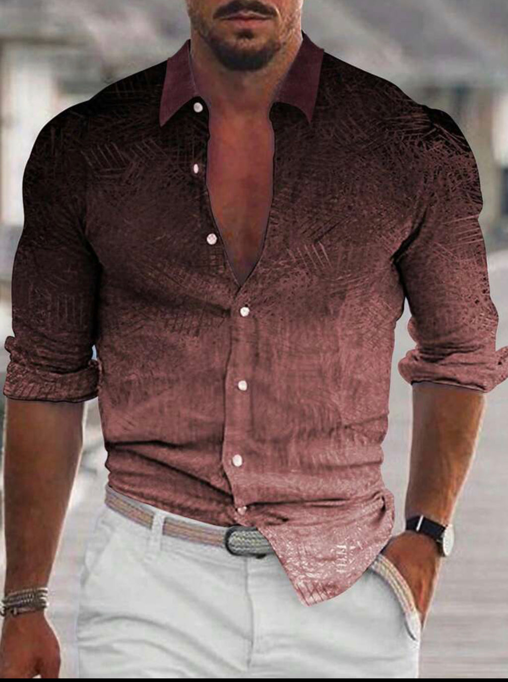 Chemise à manches longues dégradée pour homme