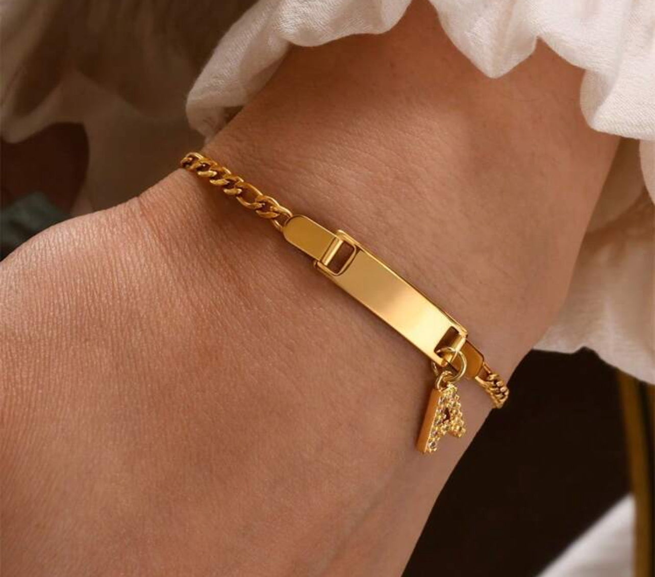 Bracelet personnalisé pour enfants - Gravé avec initiales et breloque brillante