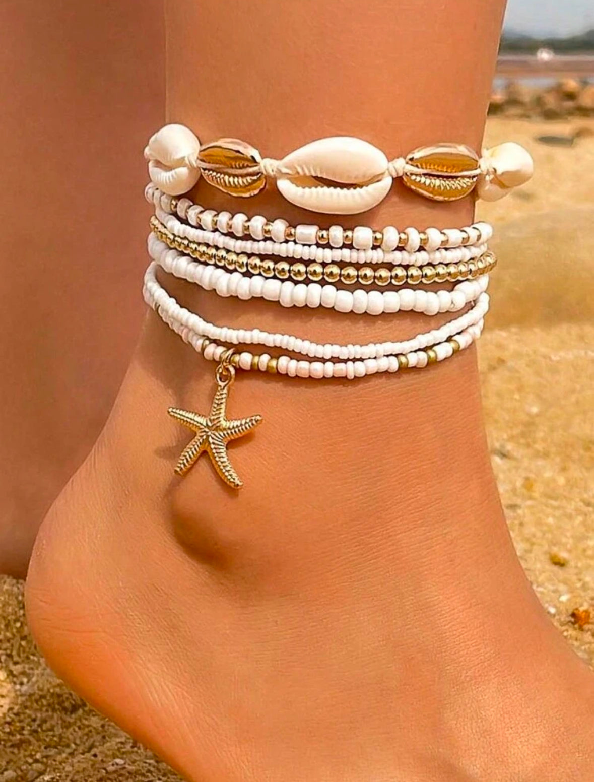 Set of 7 Bohemian Anklets - Spirit of the Sea