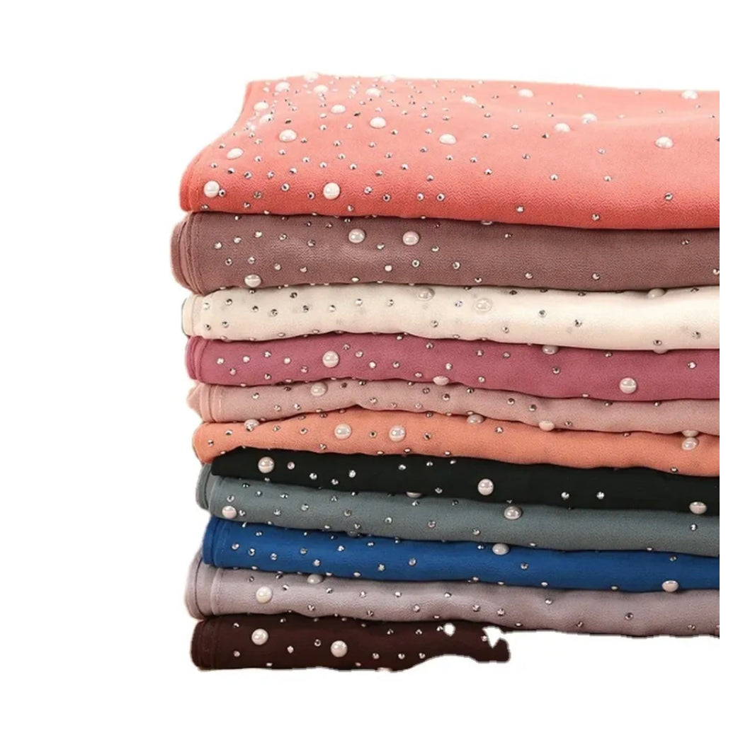Hijab Mousseline de Soie avec perles
