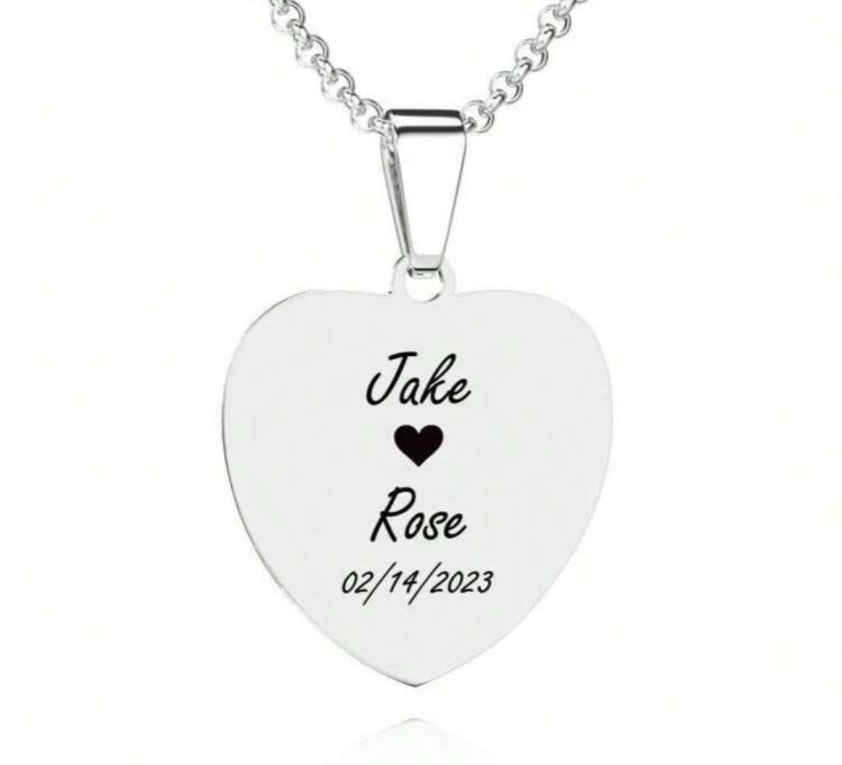 collier photo et texte personnalisé en acier inoxydable