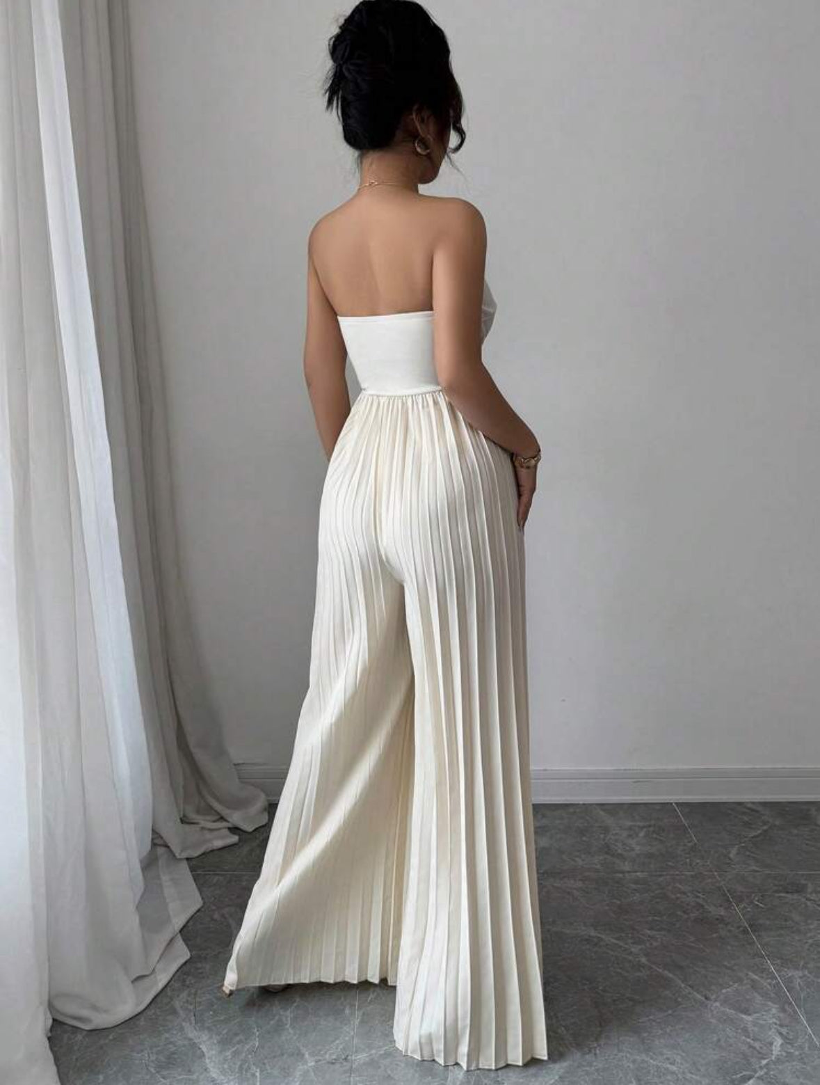 Combinaison Pantalon Plissé Écru Bustier Clara