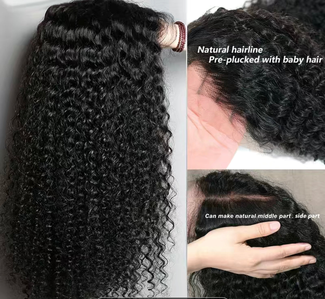 Perruque cheveux humain Kinky Curly / wig 200% 13*4 lace frontal transparente