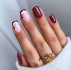 Glamour Festif - Faux-ongles rouges scintillants