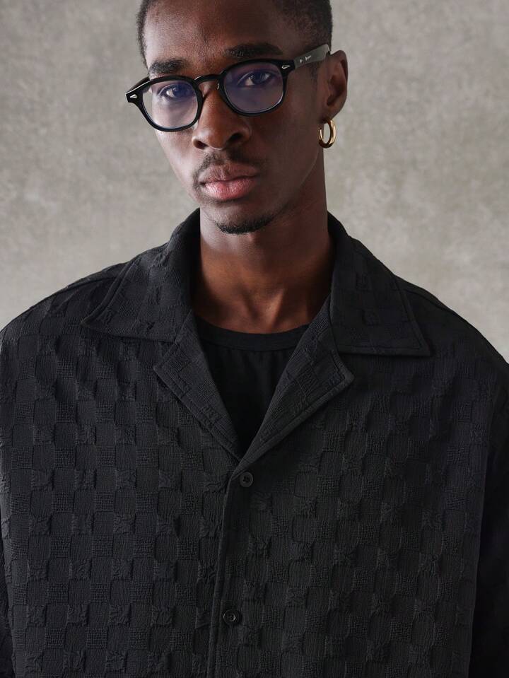 Men's Oversized Textured Shirt – Smart-Casual Style