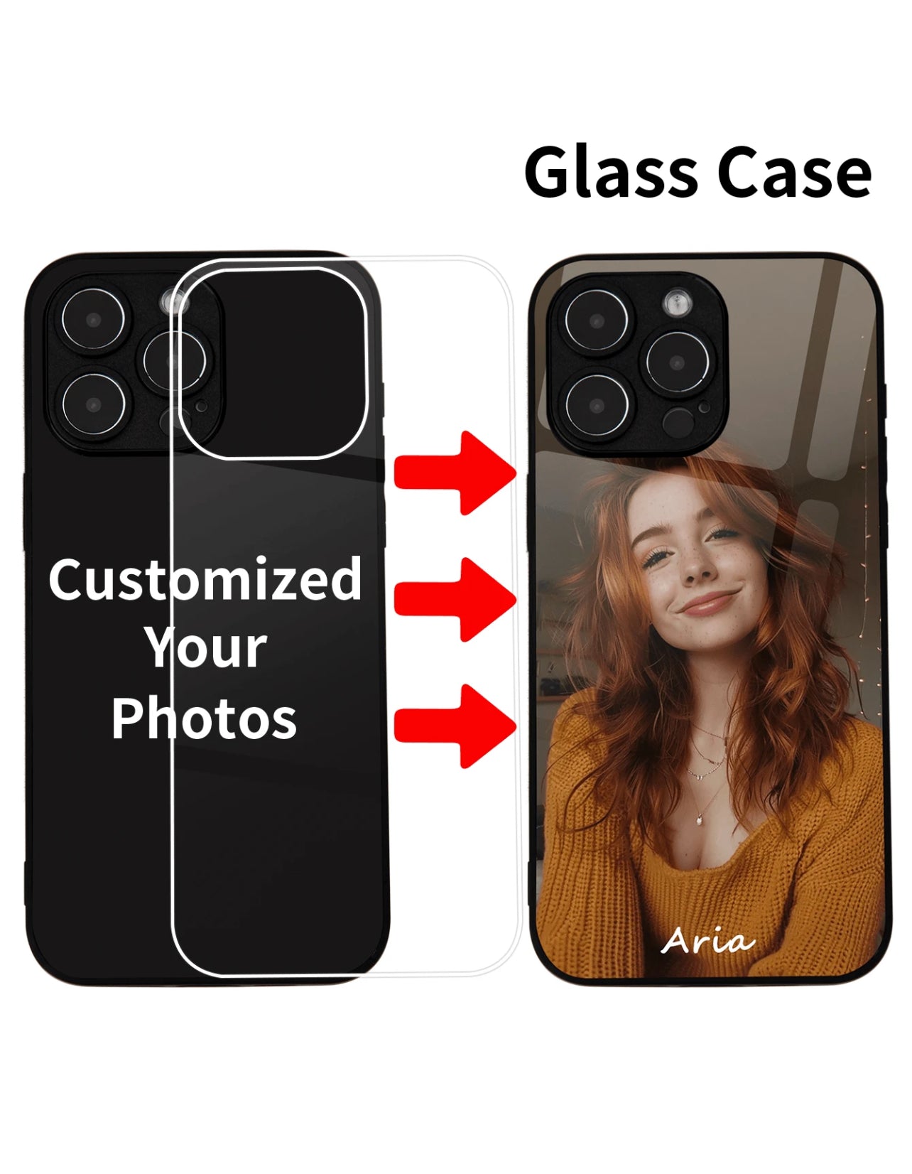 Coque de téléphone en verre HD personnalisée, adaptée à divers modèles tels que Apple Samsung/Redmi/Huawei/OnePlus