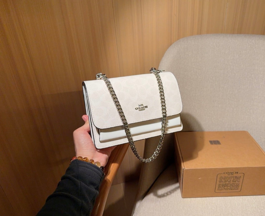 Sac à Bandoulière Klare en Toile Signature – Coach Blanc