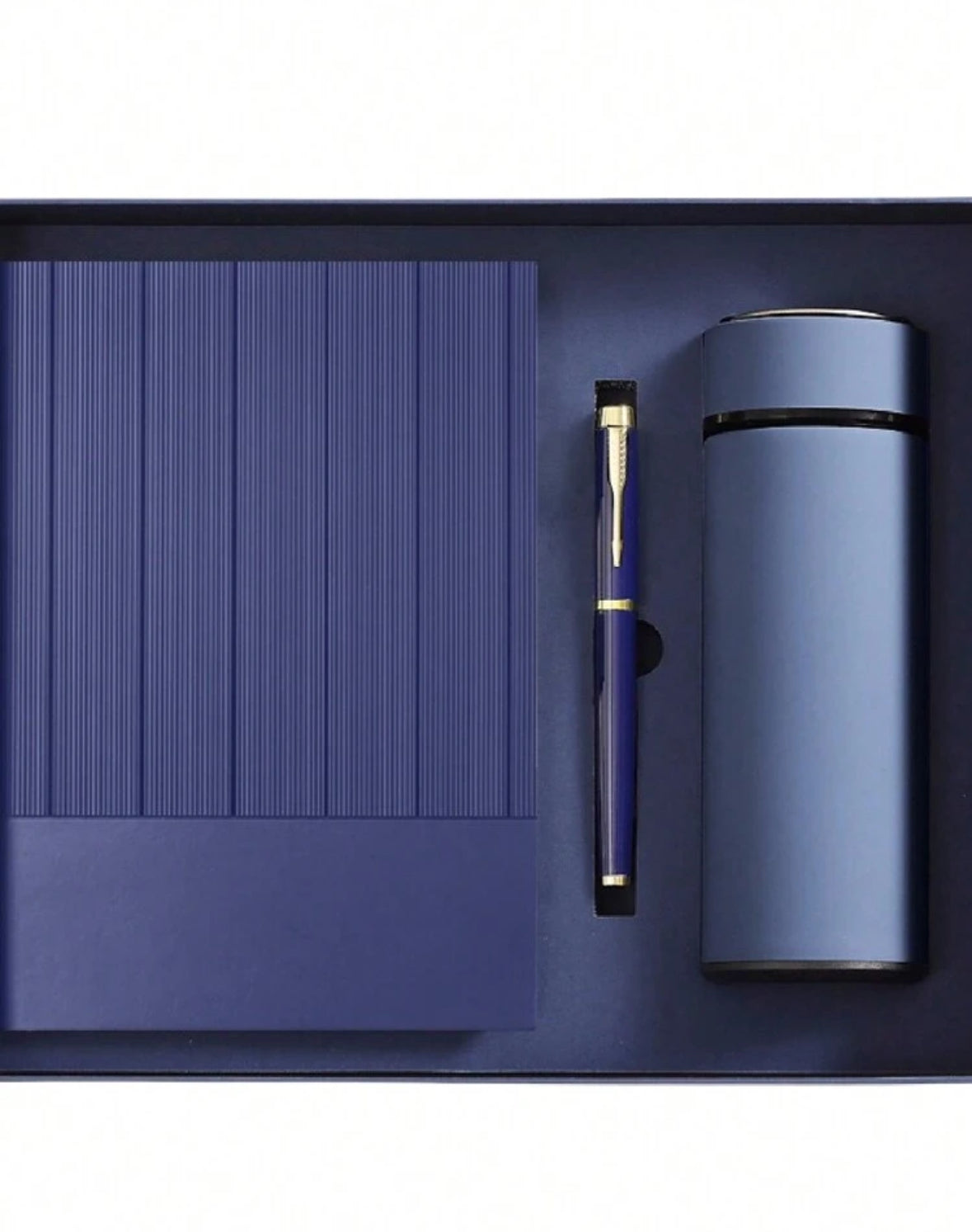 Coffret Cadeau de Luxe Personnalisé – Carnet A5, Stylo & Thermos