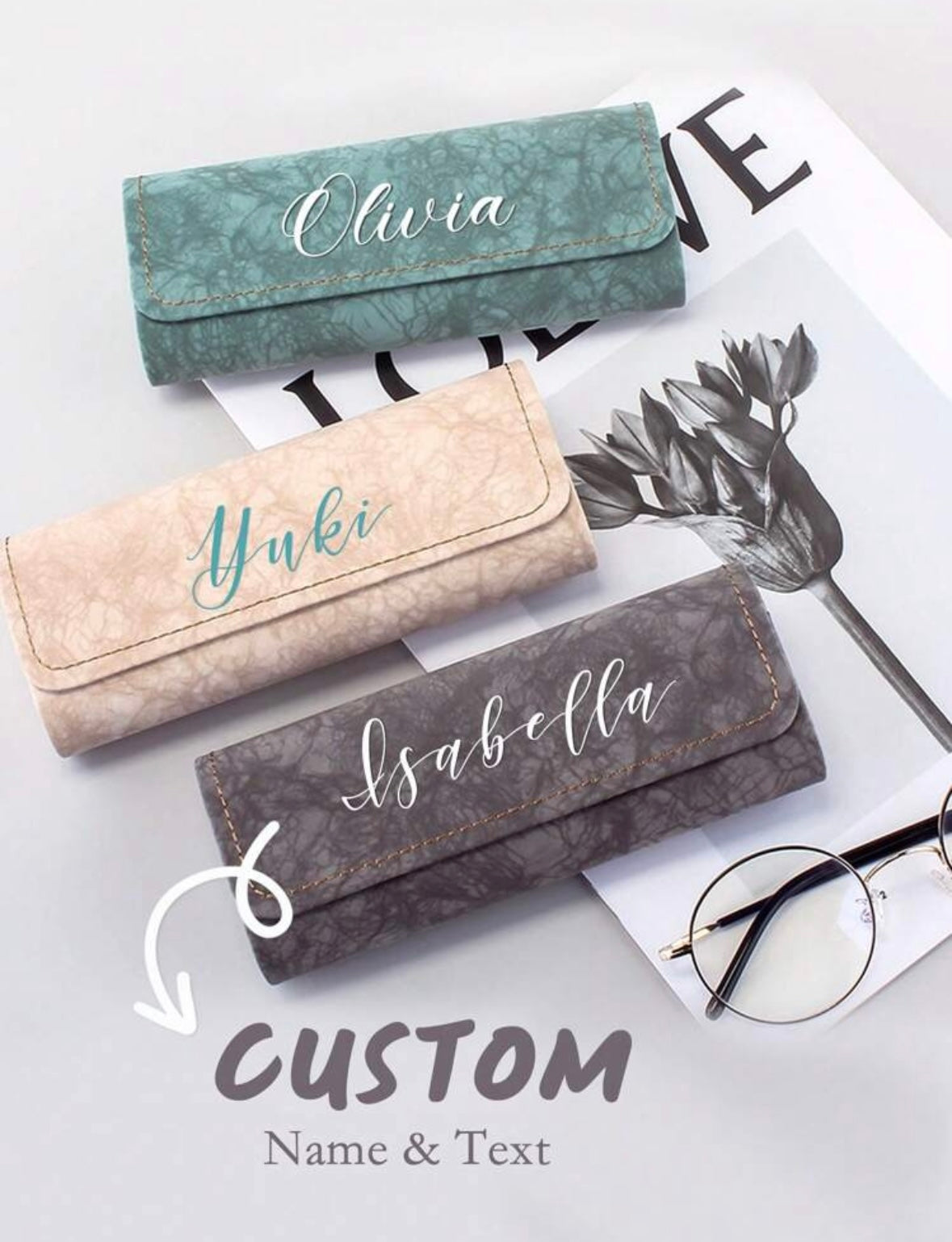 Étui à Lunettes Personnalisé en Cuir PU