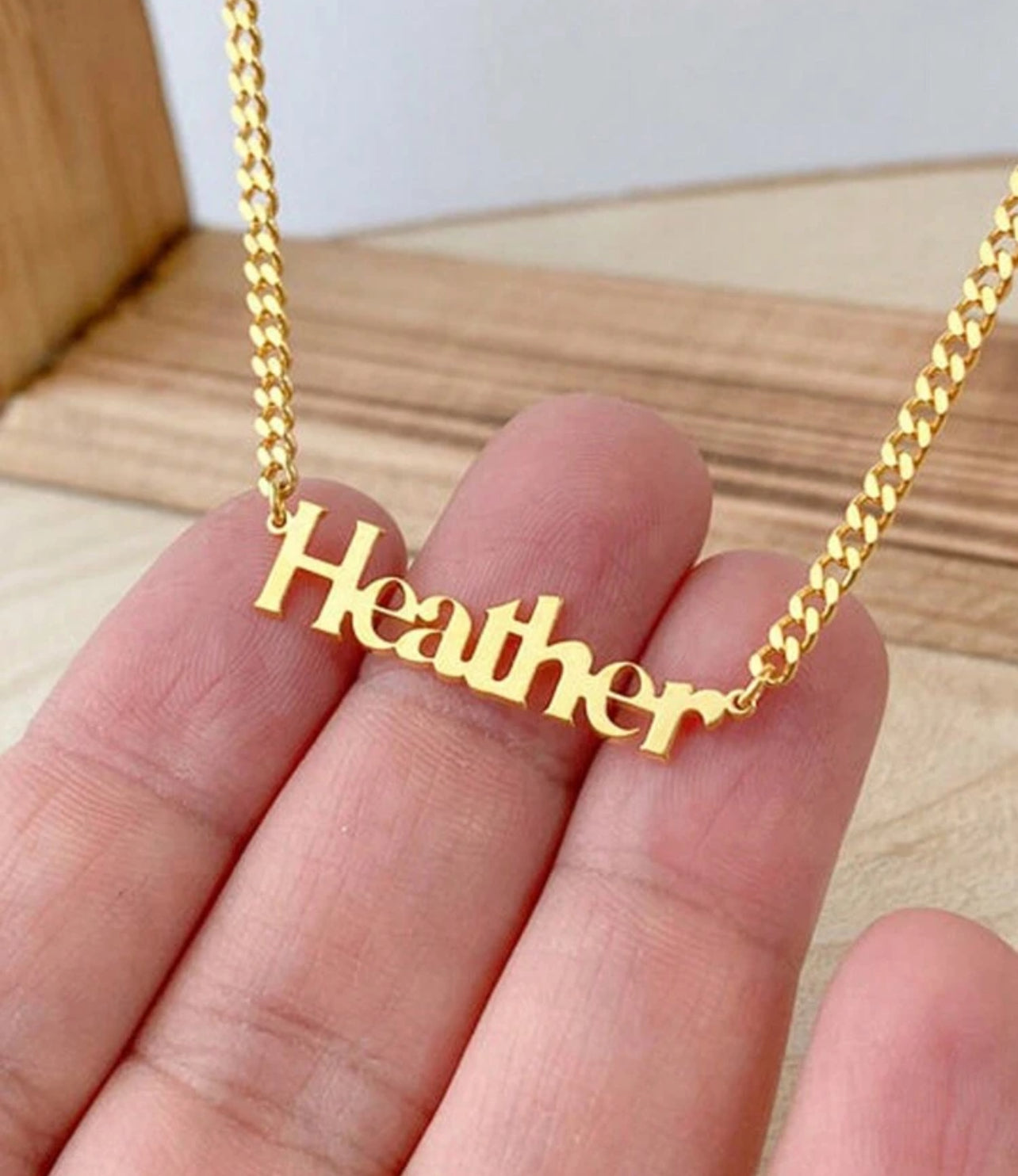 Collier personnalisé en acier inoxydable plaqué or 18 carats