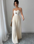 Combinaison Pantalon Plissé Écru Bustier Clara