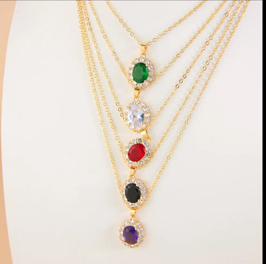 Collier Coloré en Laiton avec Cristaux