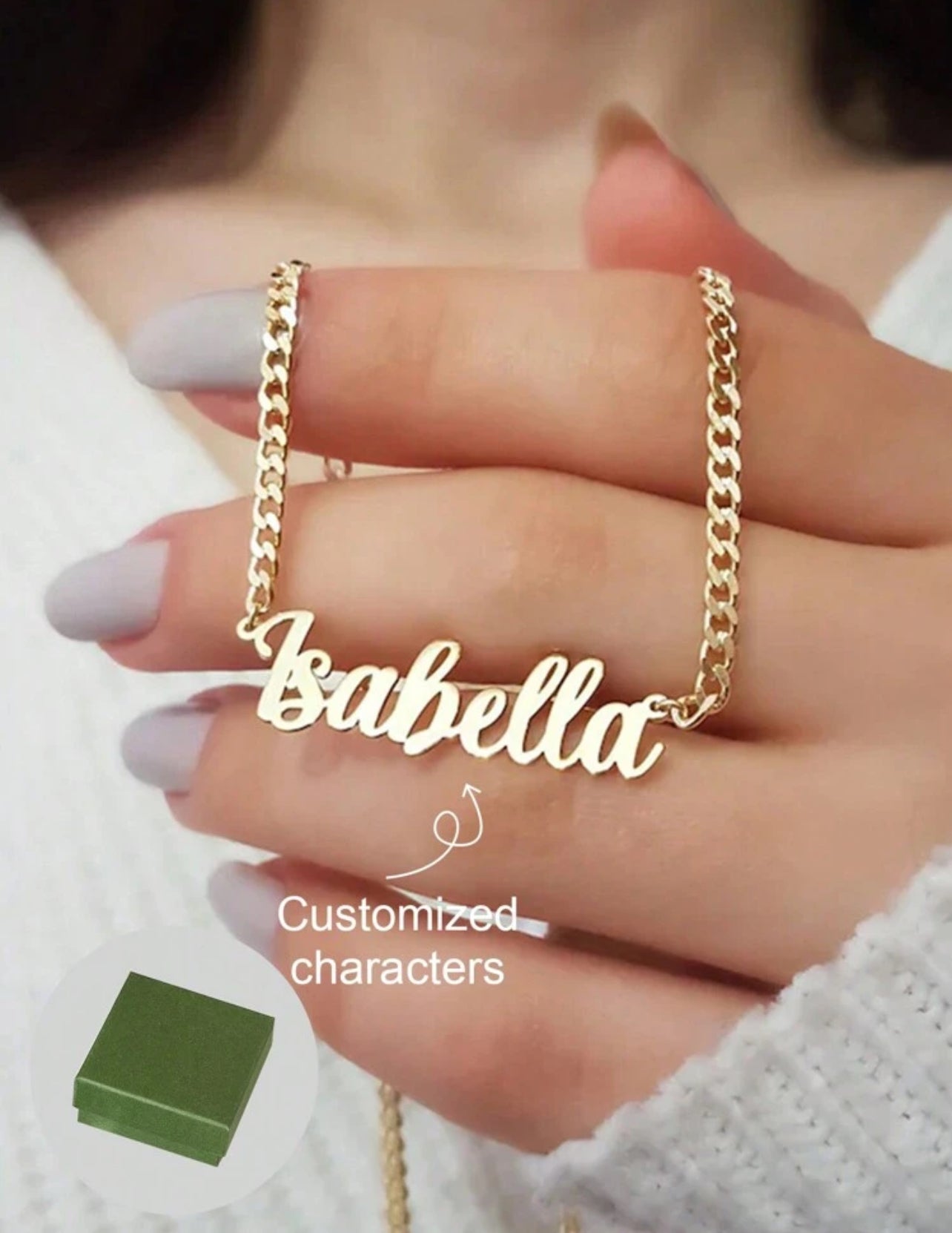 Collier personnalisé en acier inoxydable plaqué or 18 carats