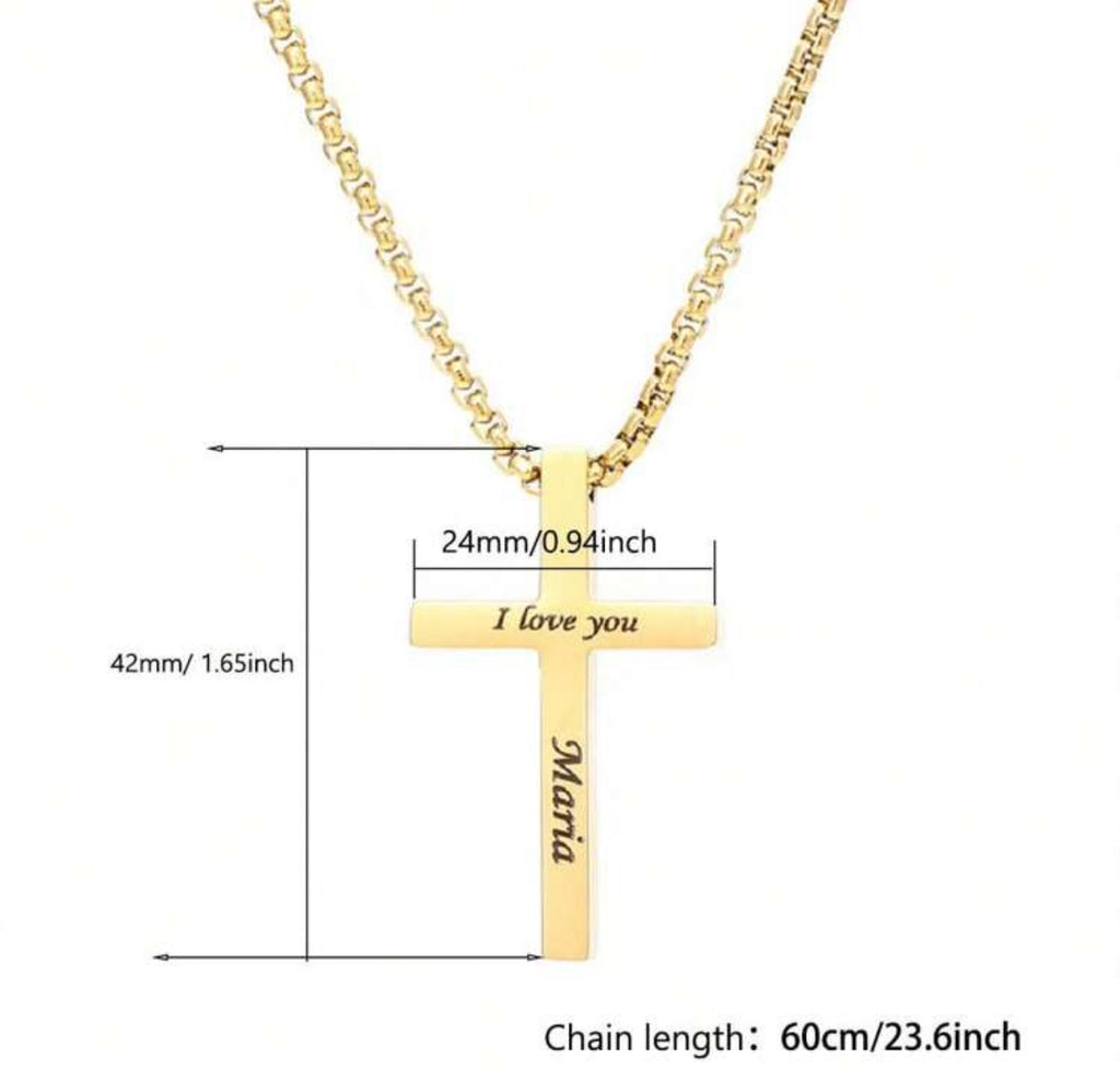 Personalized Stainless Steel Cross Necklace