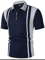 Polo Homme à Fermeture Éclair - T-shirt Décontracté avec Rayures Latérales