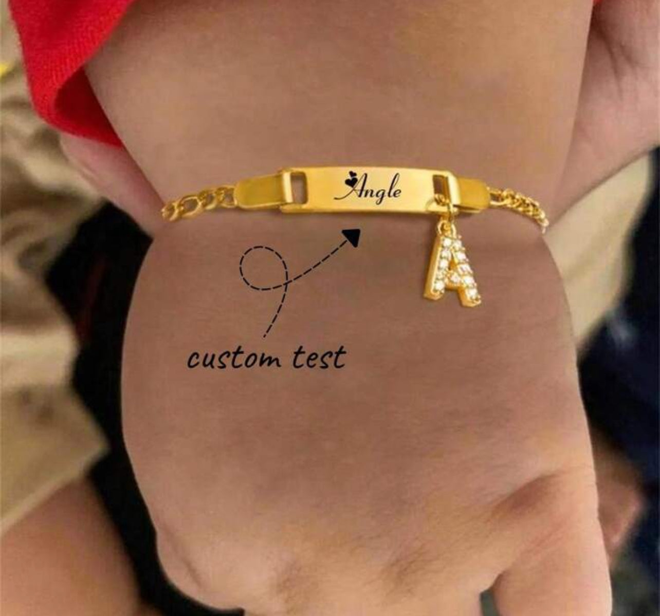 Bracelet personnalisé pour enfants - Gravé avec initiales et breloque brillante