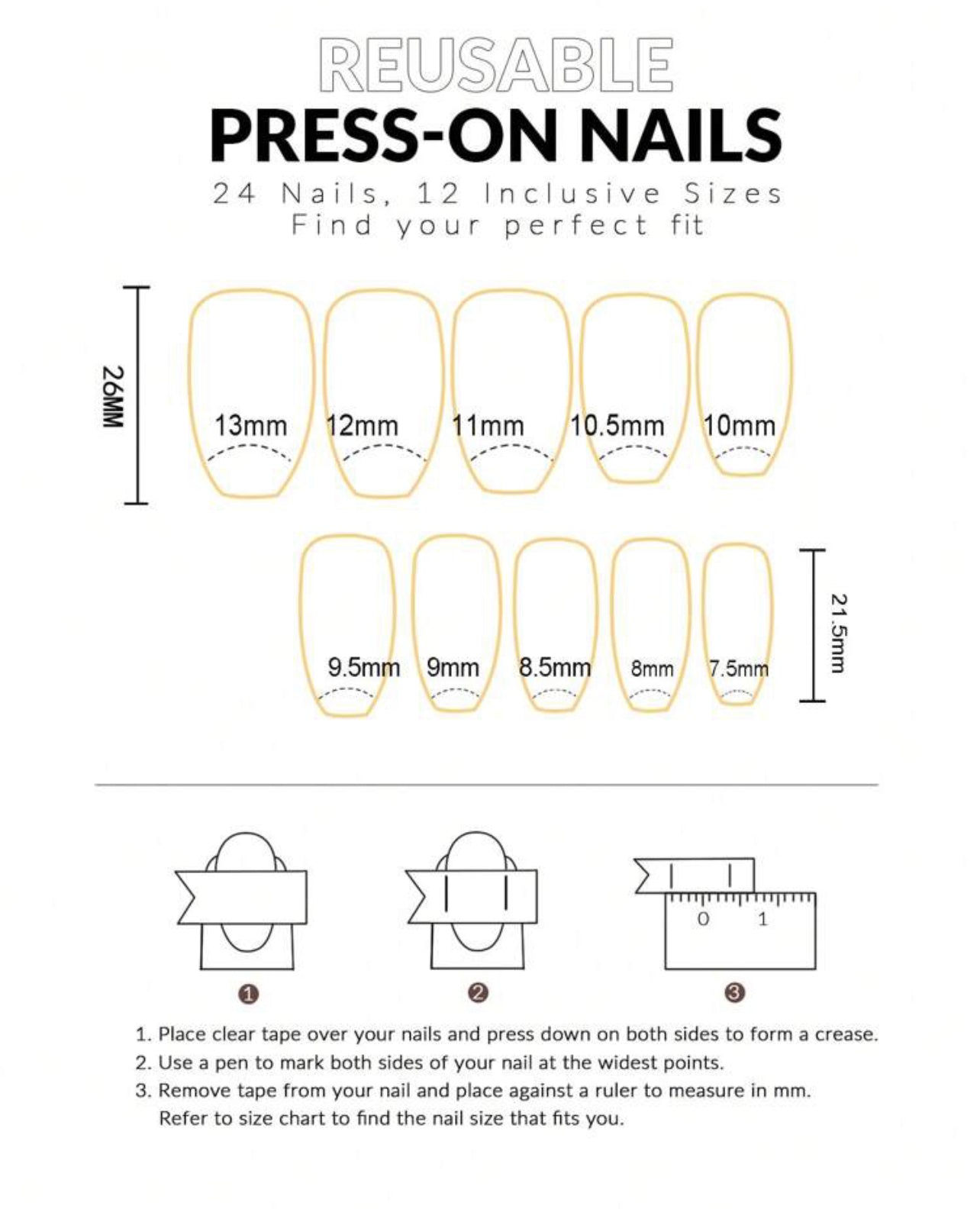 Medium size false nails