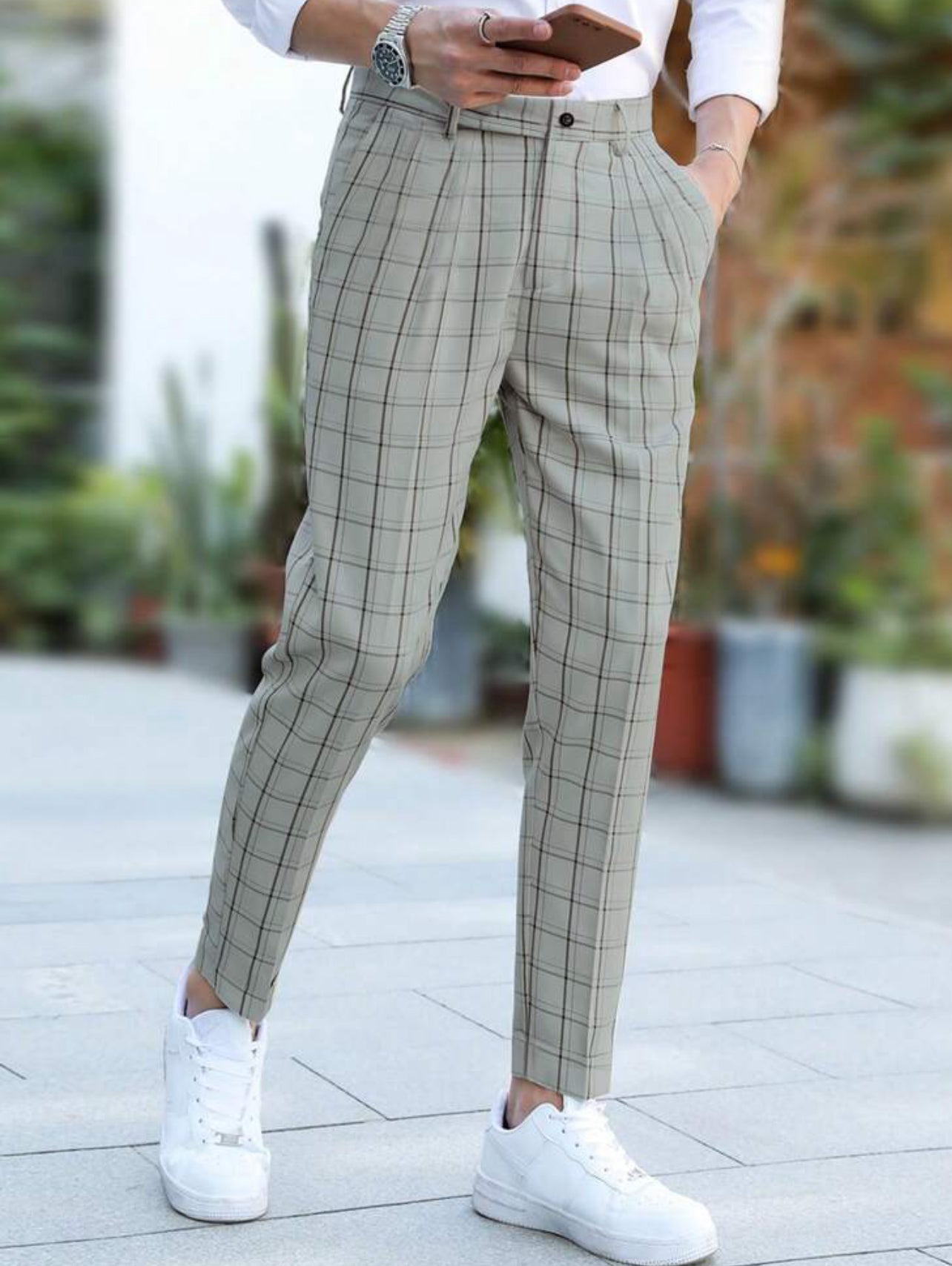 Manfinity Men's Pocket Check Suit Pants