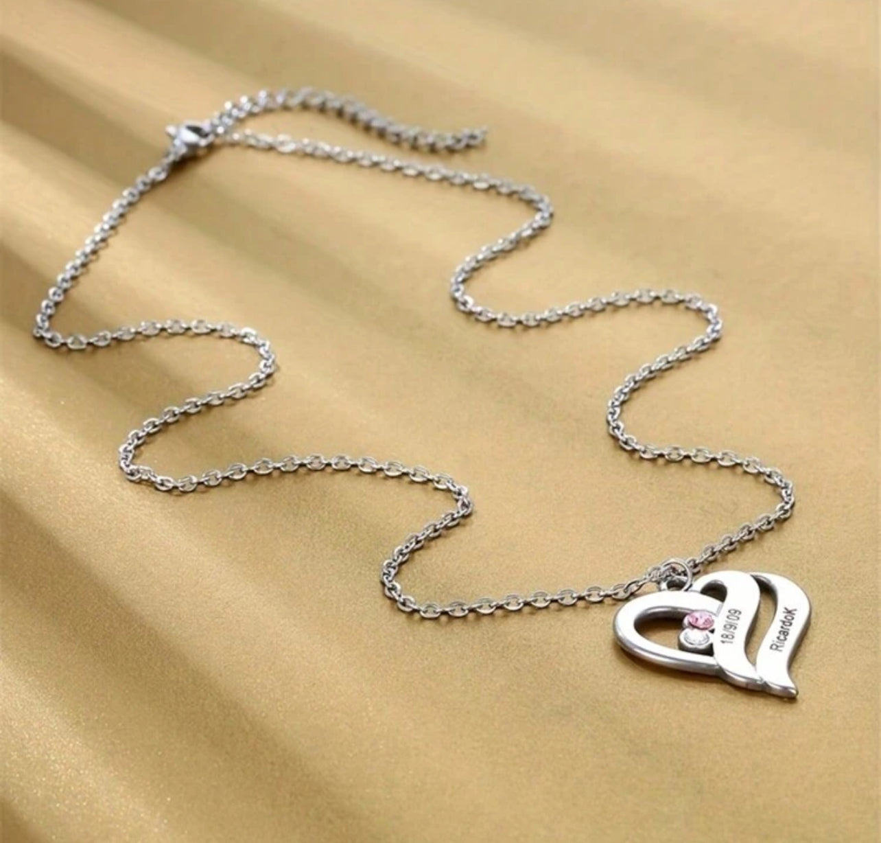 Collier personnalisée pendentif de cœur en acier inoxydable