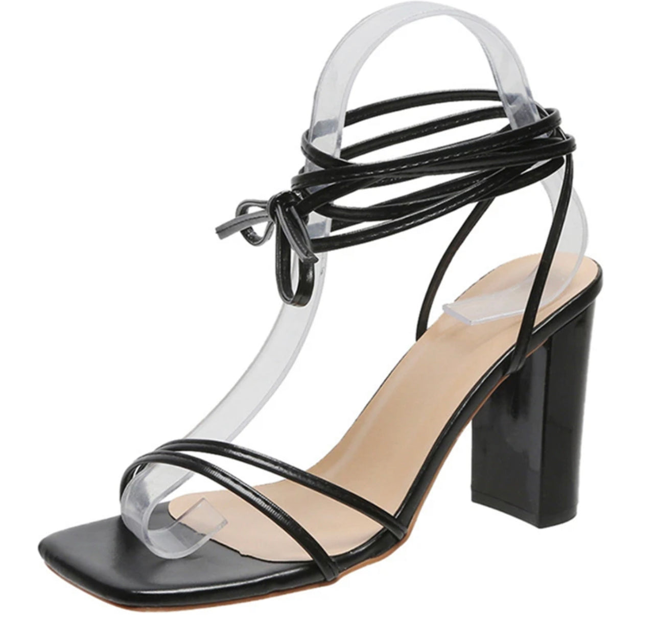 Sandales à Talons Carrés Nouées – Élégance & Stabilité