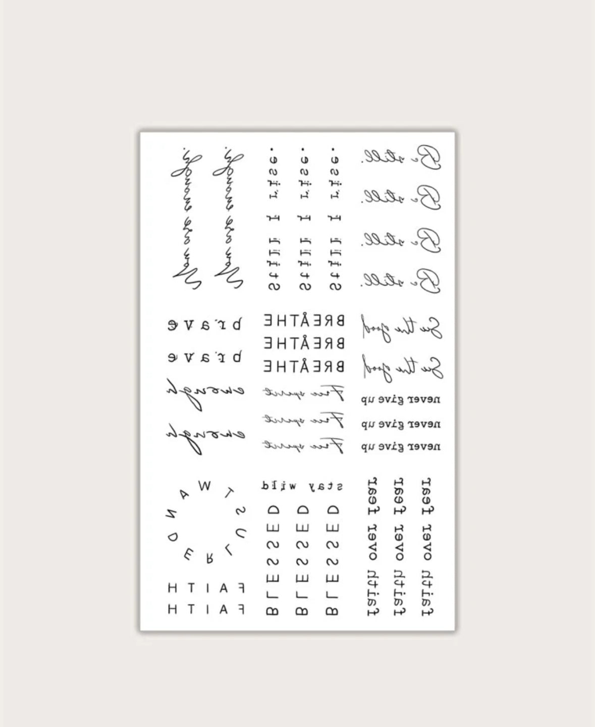 Tatouages Temporaires Minimalistes - Pack de Citations Inspirantes