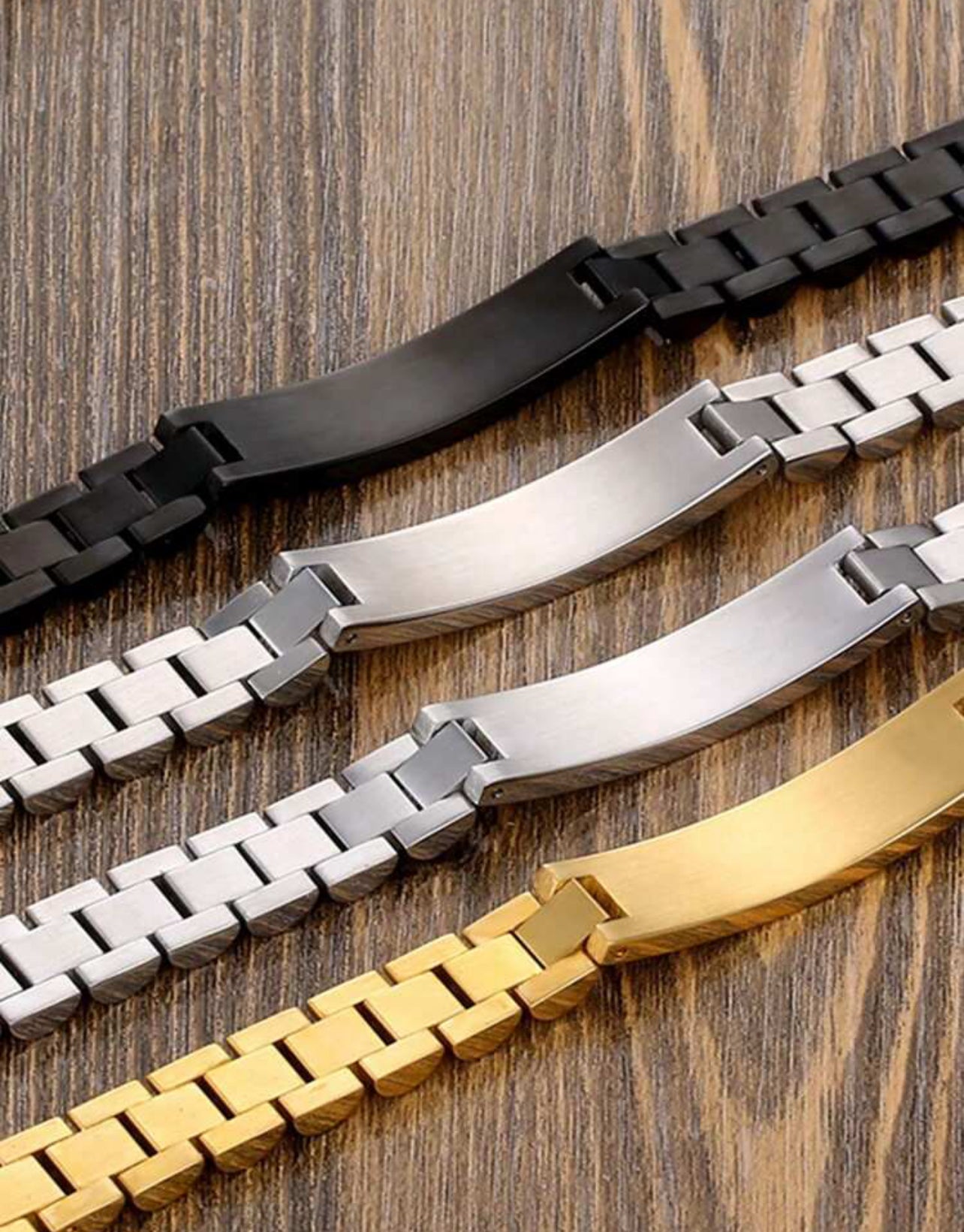 Bracelet En Acier Inoxydable Pour Hommes - Gravure Au Laser