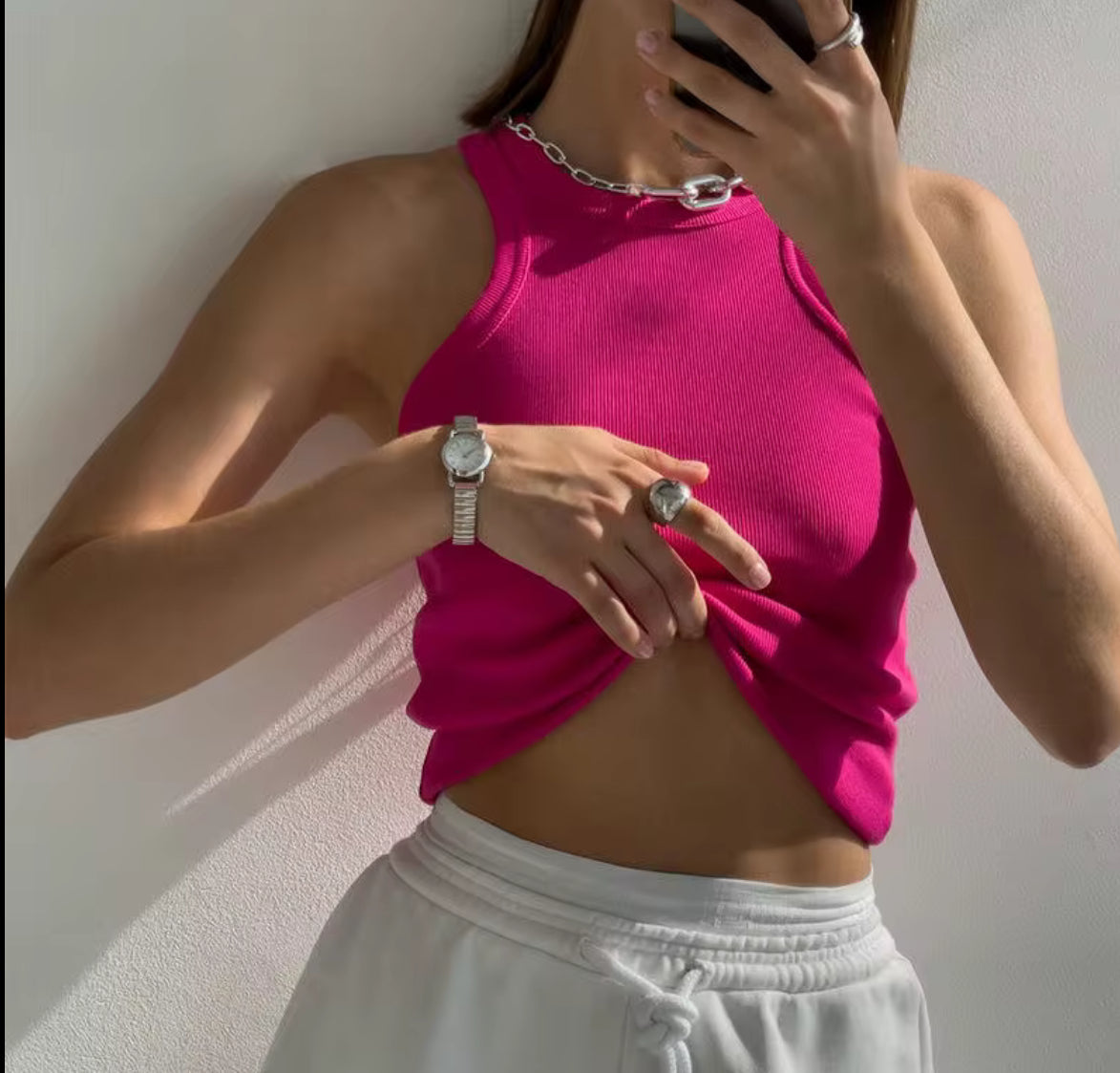 Débardeur côtelé basique – Col rond