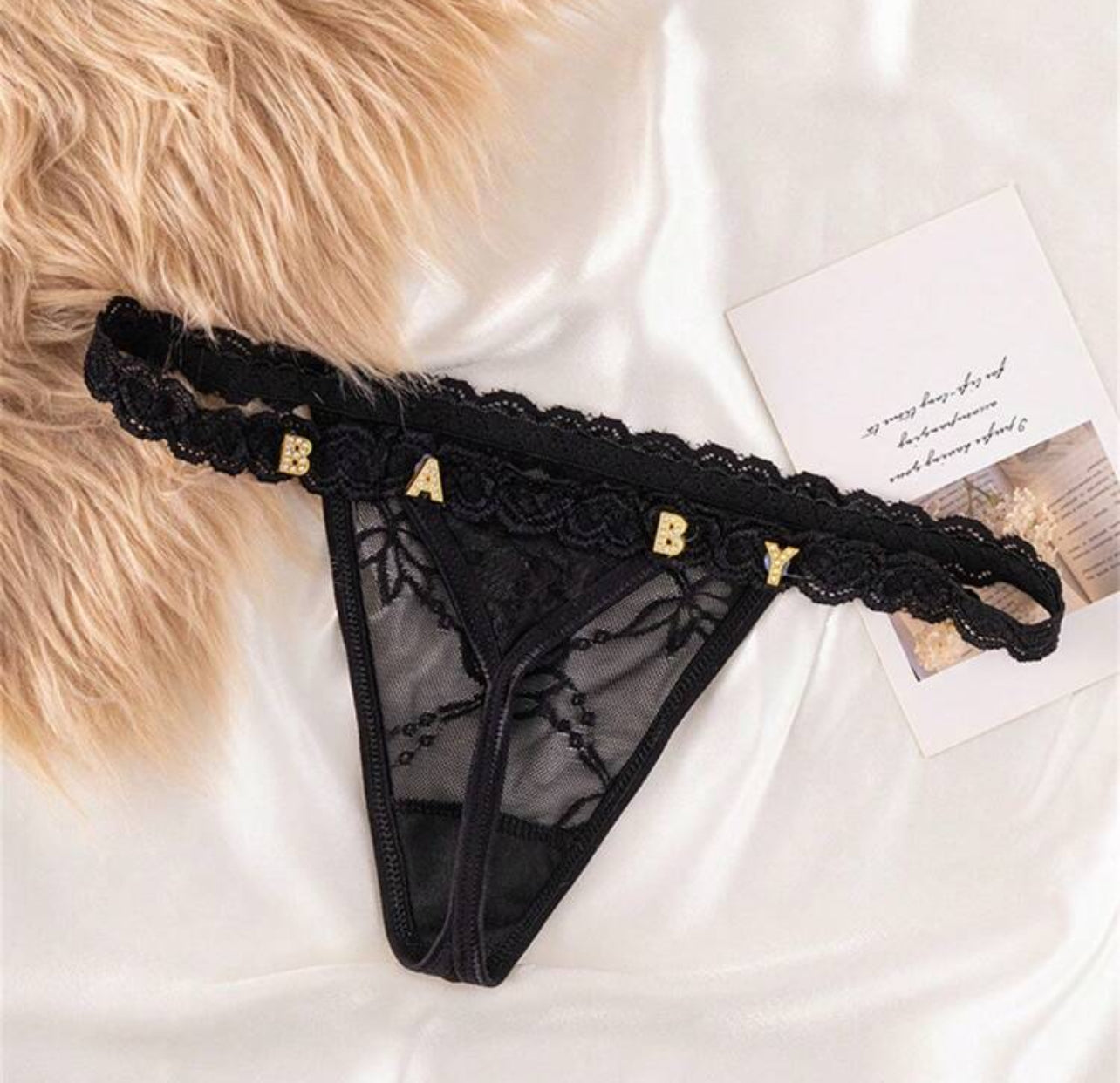 Culotte en dentelle avec lettres personnalisées pour femmes, string en dentelle Sexy avec lettres personnalisées, lettres brillantes en strass bricolage