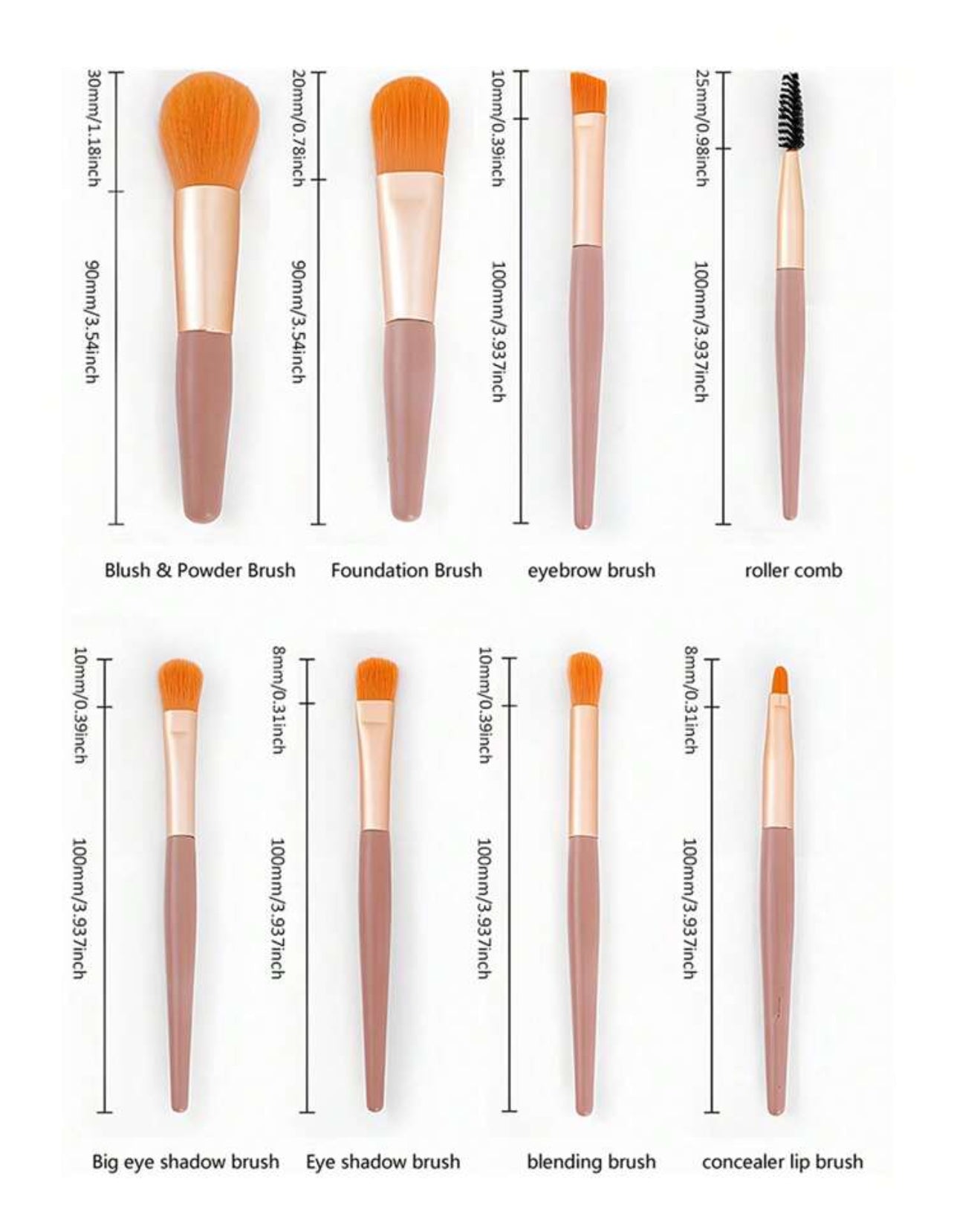 Ensemble de pinceaux de maquillage avec sac combo de nom personnalisé, parfait pour les cadeaux