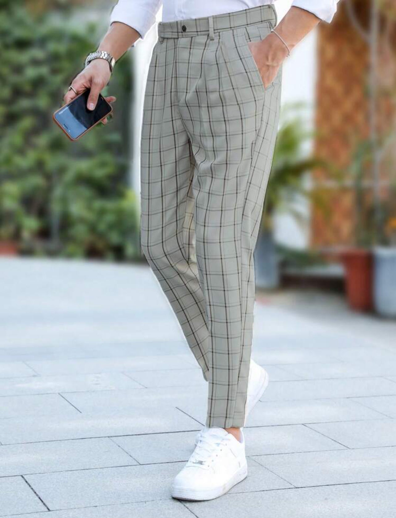 Manfinity Homme Pantalon De Costume À Carreaux À Poche